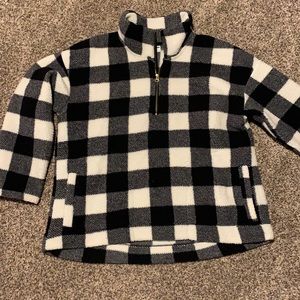 Old Navy Black and White Plaid Fleece